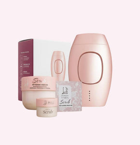 Combo de 3Q Beauty: Exfoliante Corporal de 350 ml y Depiladora Láser